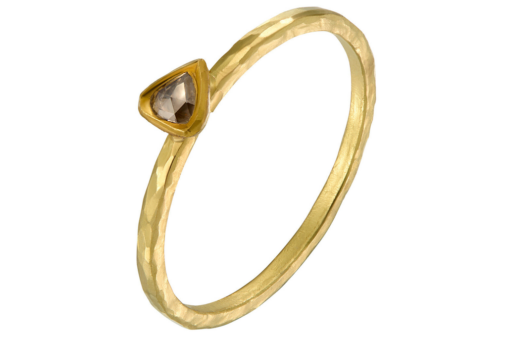 Fine Gold Diamond Textured Band Ring