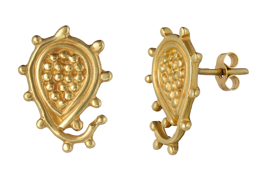 Fine Gold  Paisley Stud Earrings