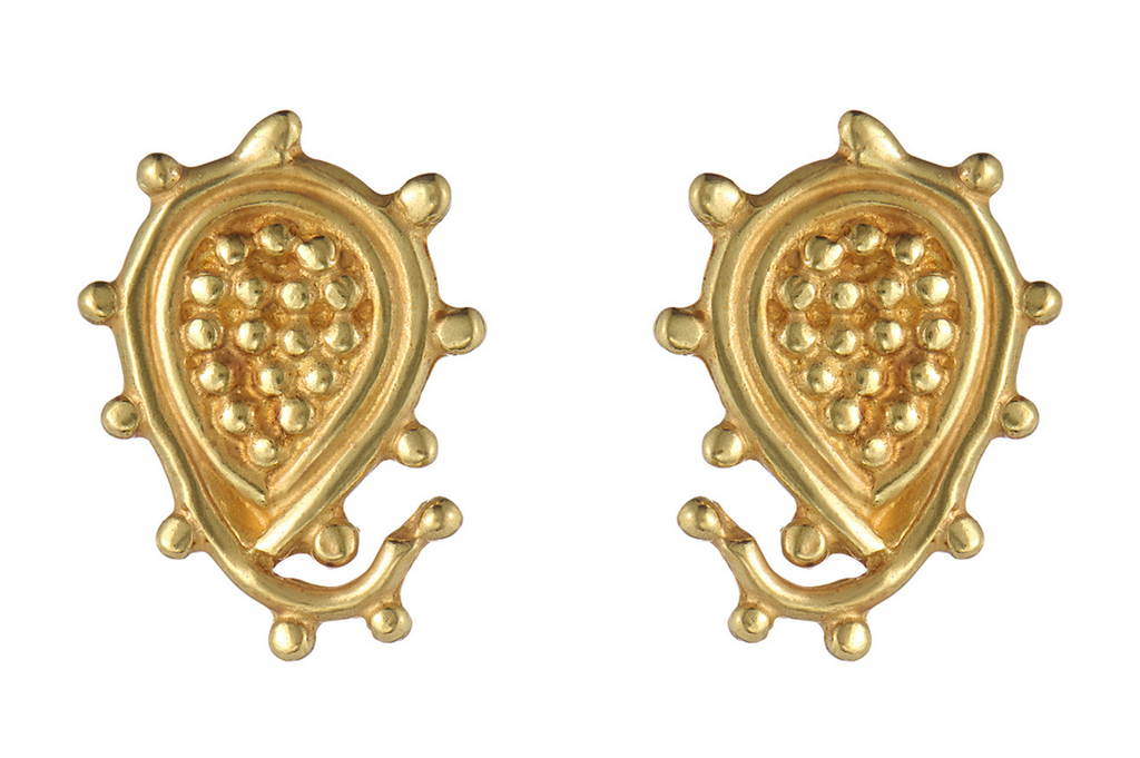 Fine Gold  Paisley Stud Earrings