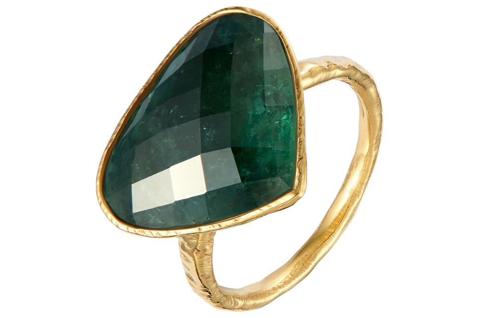 Pear Shaped Green Tourmaline Fine Gold Ring