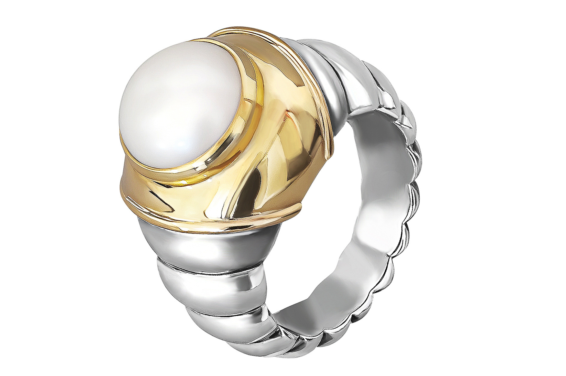 Fine Gold & Silver Pearl Ring