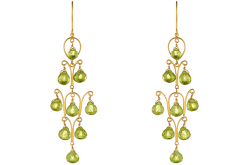Fine Gold & Peridot Long Earrings
