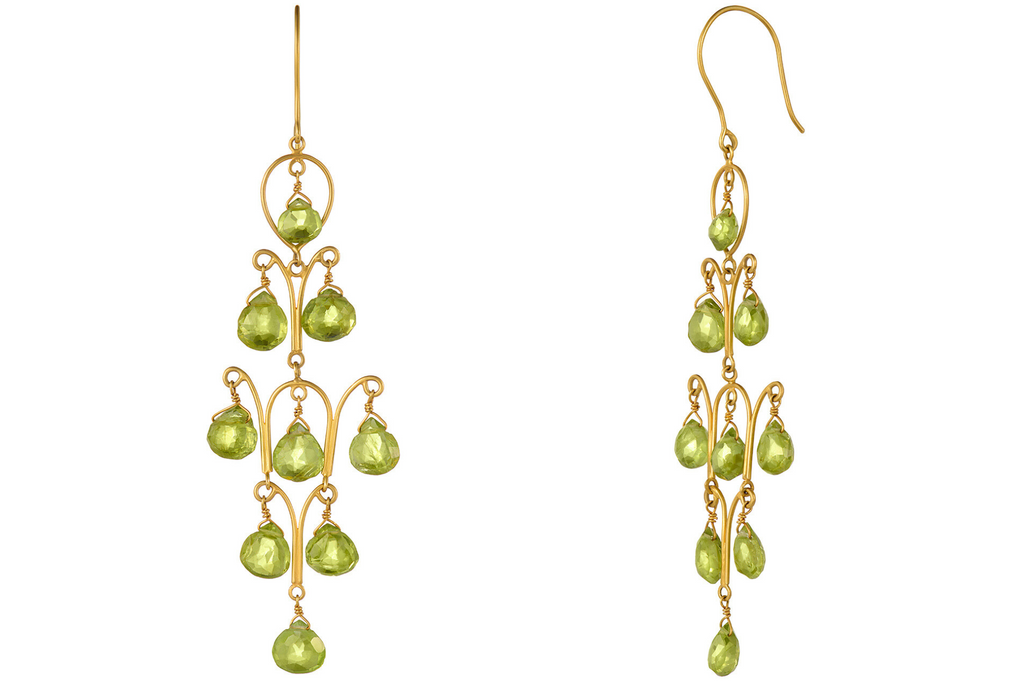 Fine Gold & Peridot Long Earrings