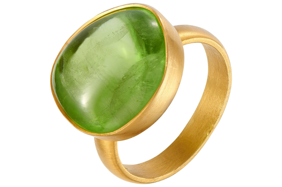 Peridot Cabochon Fine Gold Ring