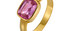 Fine Gold  Ring Set With Rectangular Pink Sapphire
