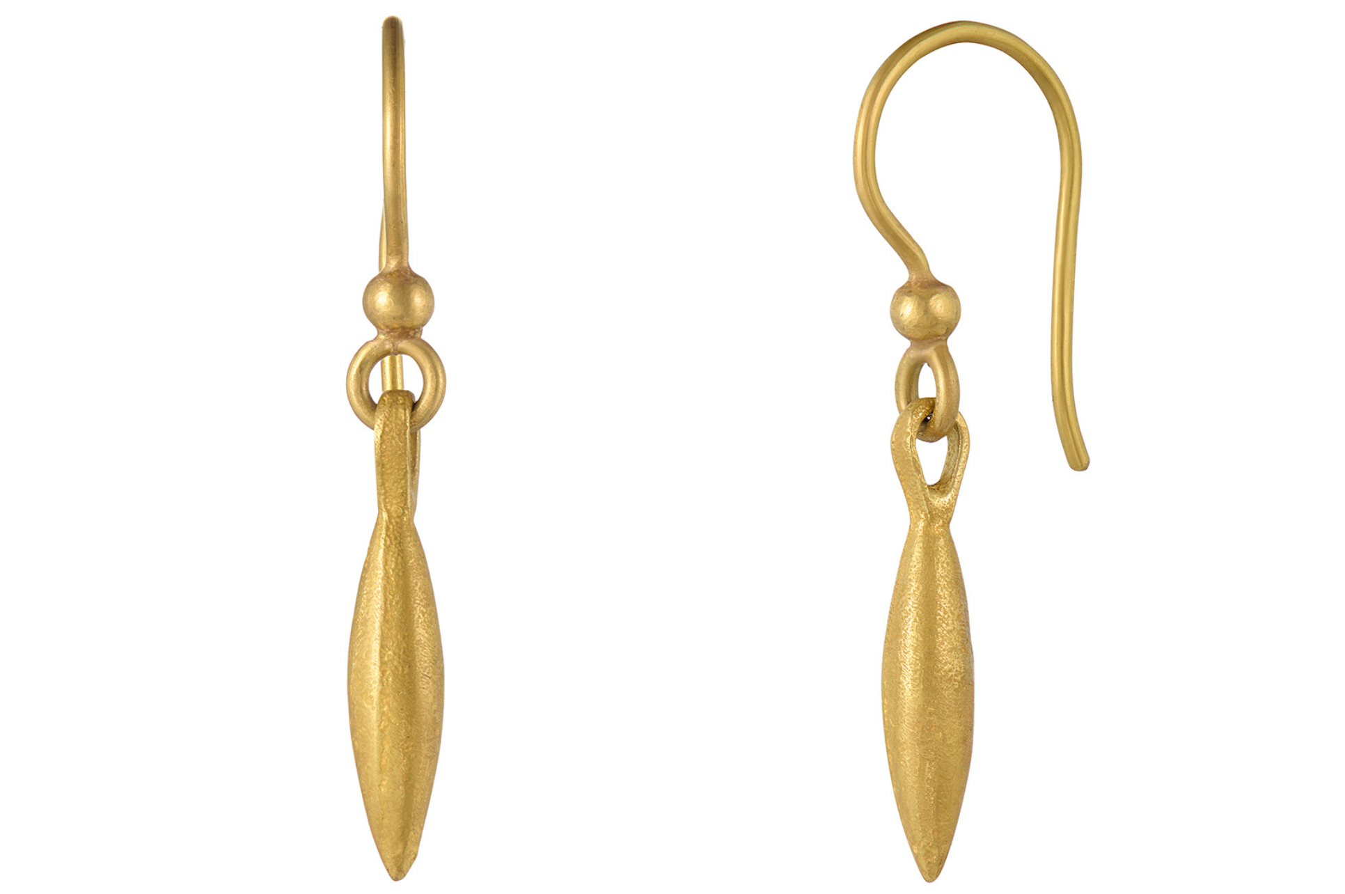Fine Gold Flower Pod Drop Earrings