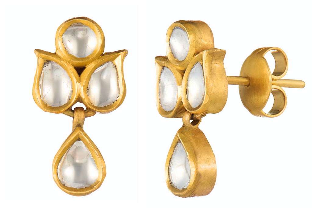 Fine Gold Polki Diamond Stud Earrings