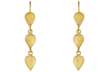 Fine Gold Three Leaf Drop Earrings