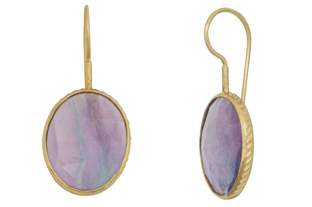 Fluorite Single Slice Earrings