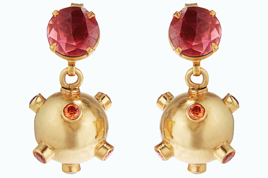 Sputnik Garnet & Tourmaline Earrings
