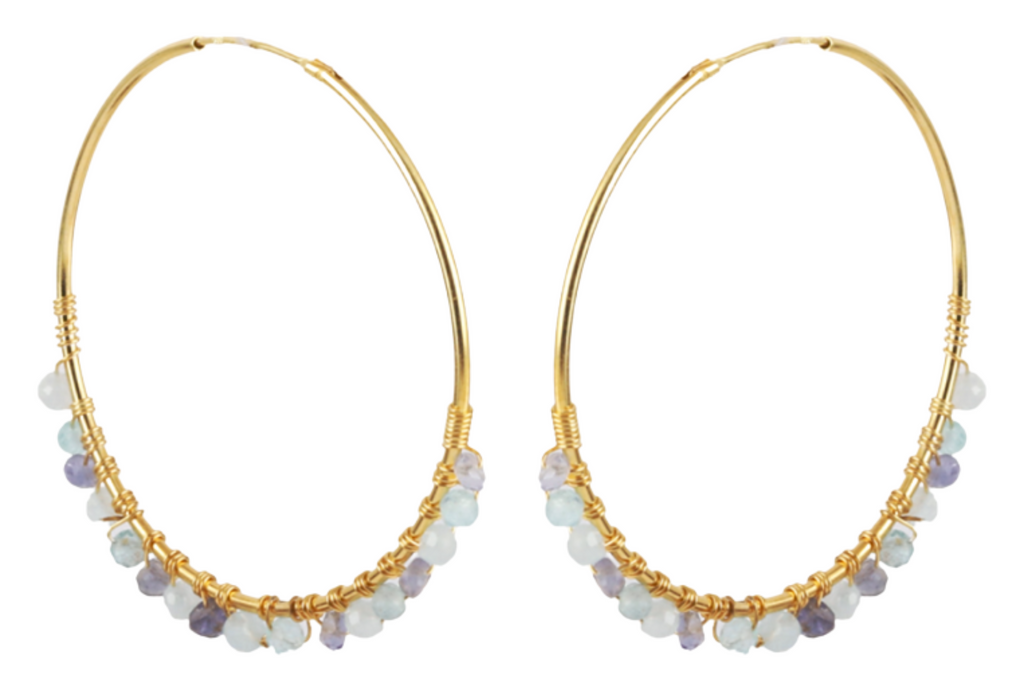 Adore Aquamarine, Iolite & Peridot Hoop Earrings