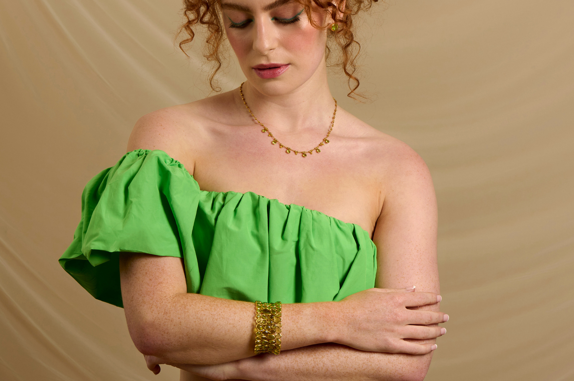 Aphrodite Peridot Cuff Bracelet