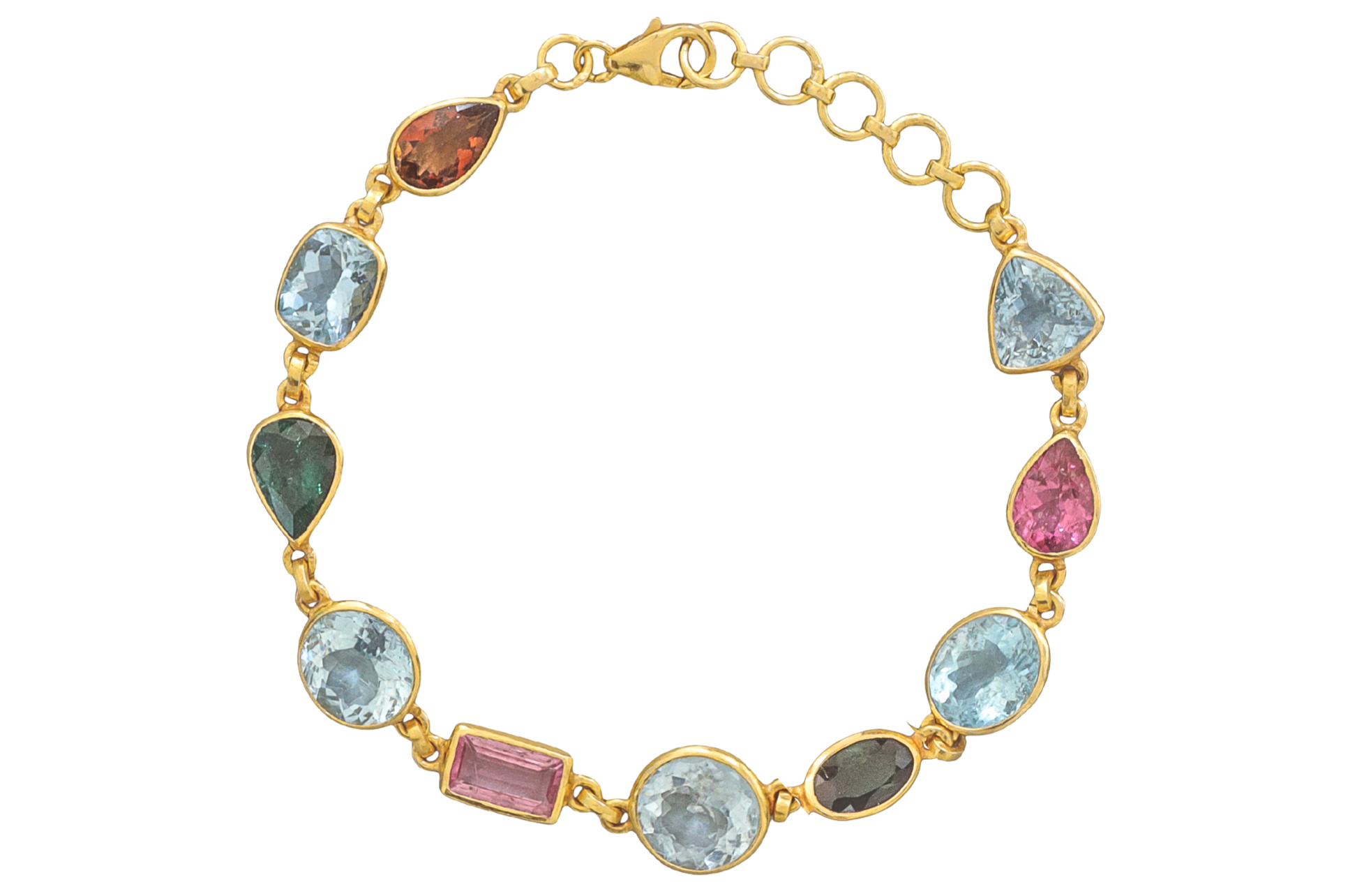 Aquamarine & Tourmaline Gemstone Bracelet