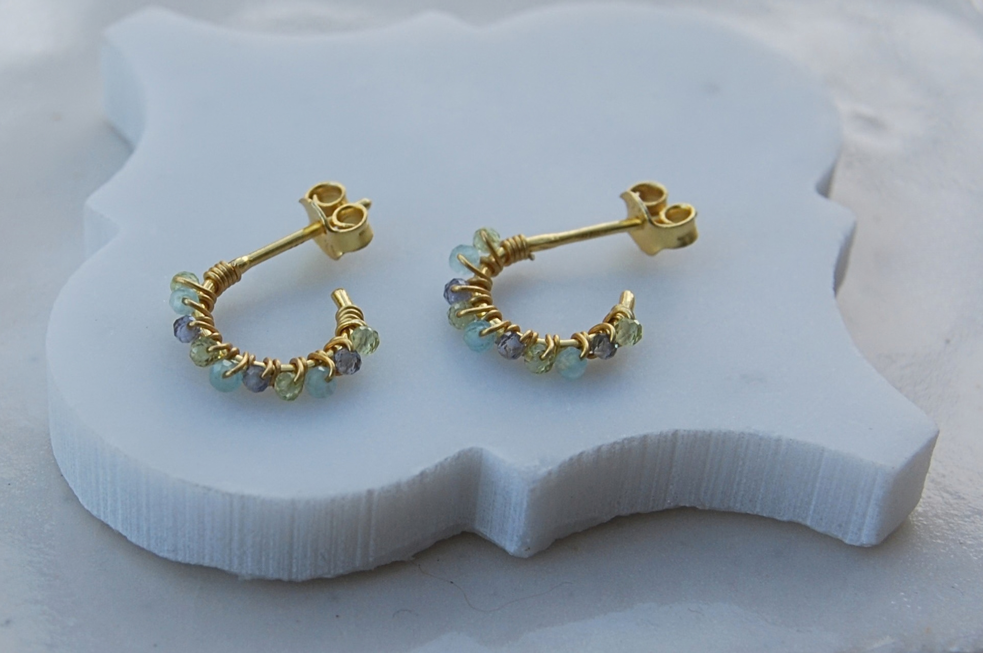Shimla Aquamarine & Iolite Hoop Earrings