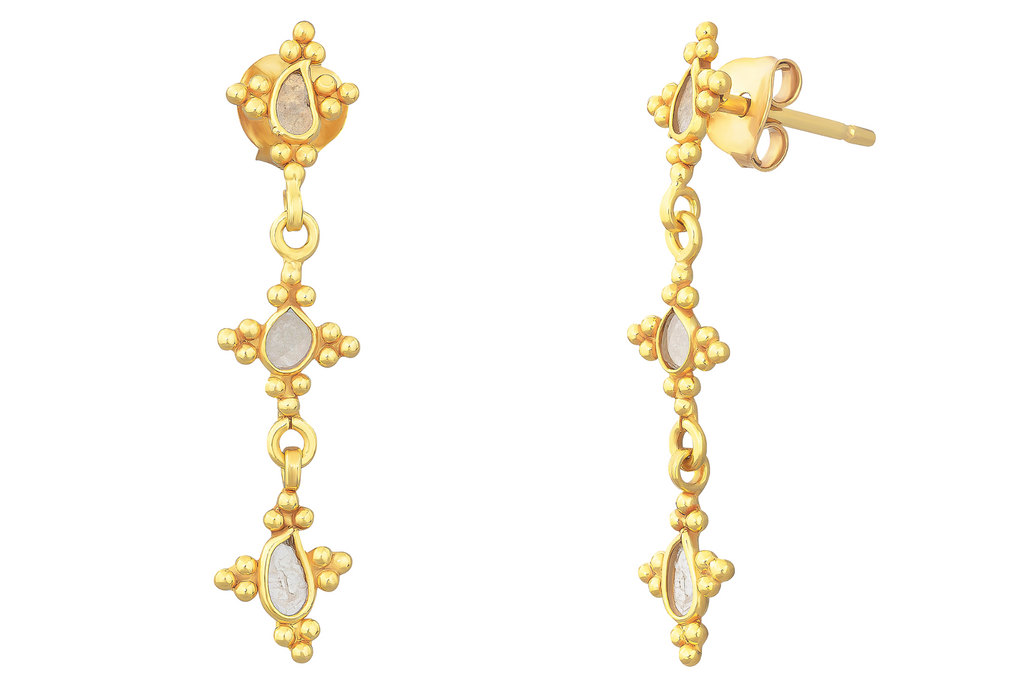 Delhi Diamond Starburst Line Earrings