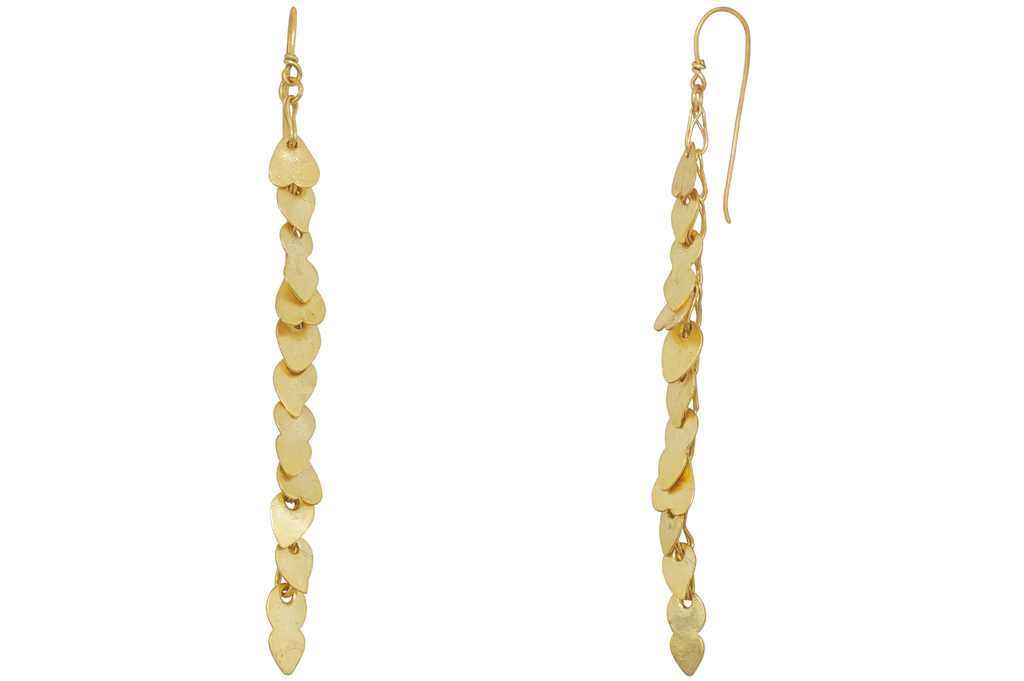 Long Gold Leaf Charm Earrings