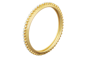 Gold Bangle Set With Pearl Gemstones