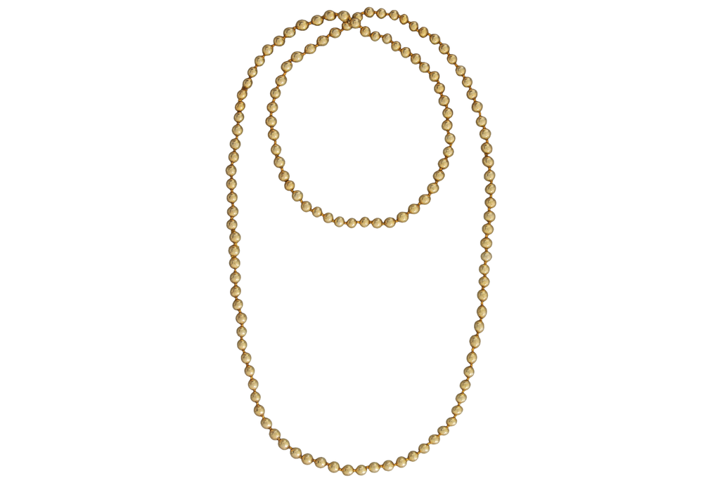 Golden Round Bead Long Knotted Necklace