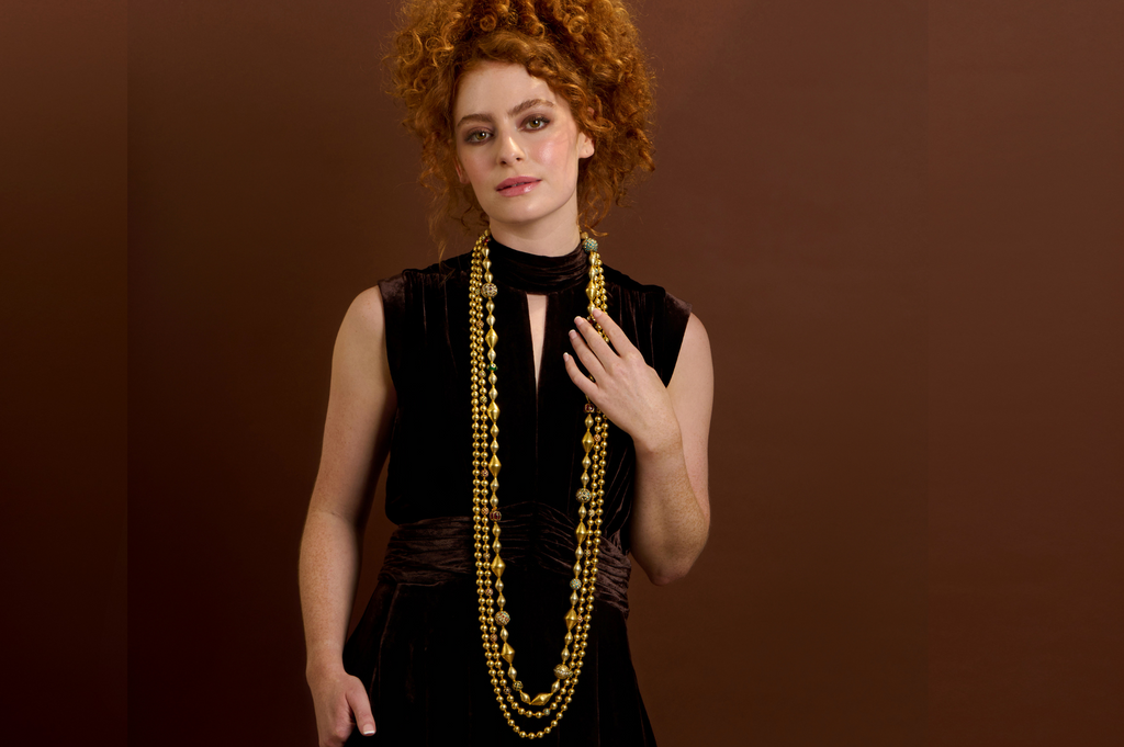 Golden Round & Jadau Bead Knotted Necklace