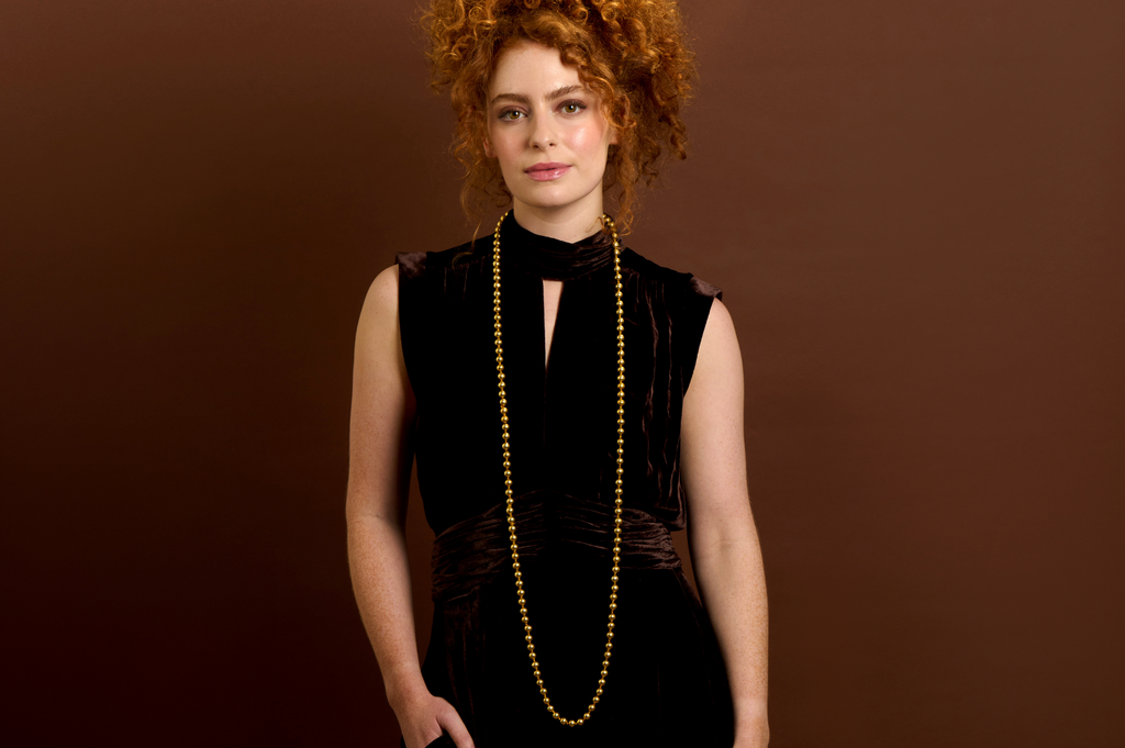 Golden Round Bead Long Knotted Necklace