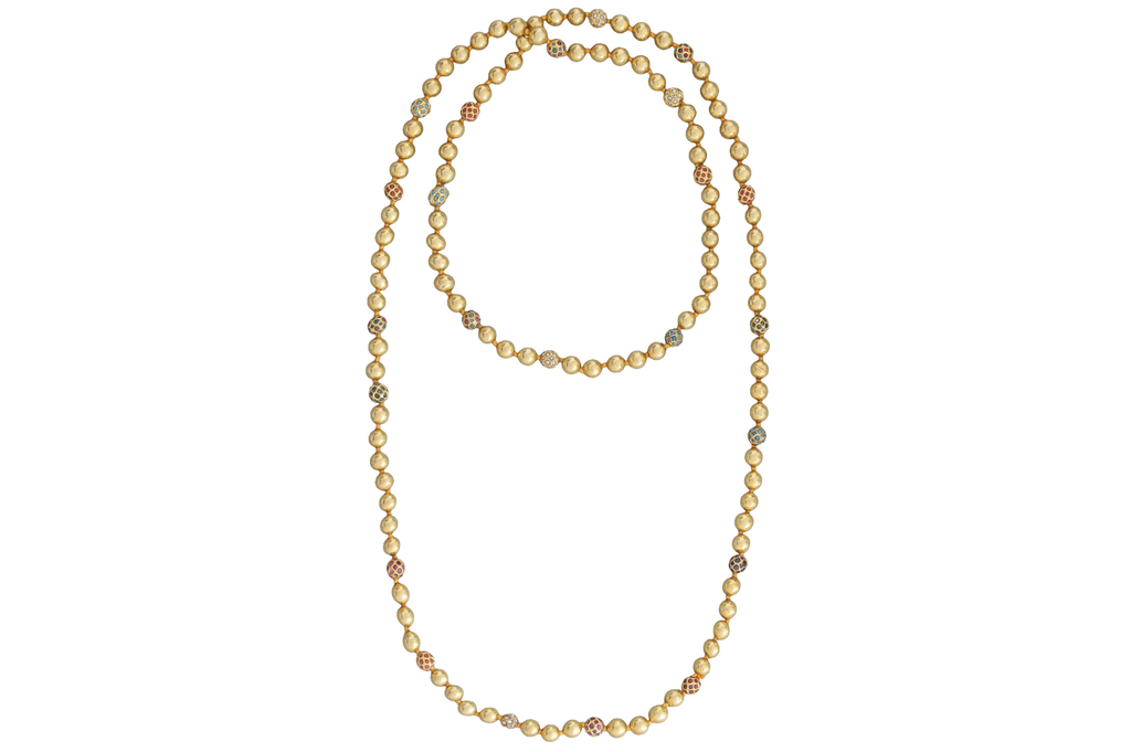 Golden Round & Jadau Bead Knotted Necklace