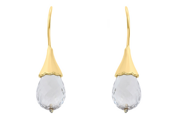 Flower Bud Green Amethyst Drop Earrings