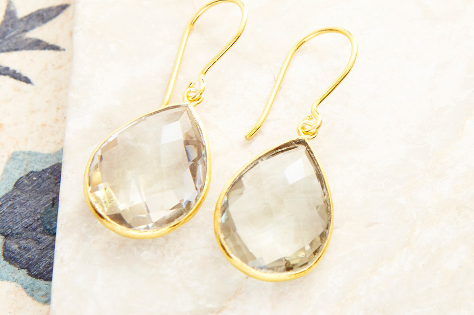 Smaller Sita Pear-Shape Green Amethyst Earrings