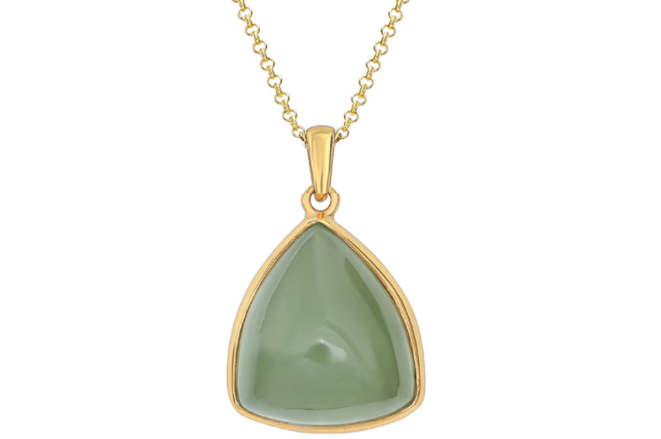 Beryl Trillion Shaped Pebble Pendant Necklace