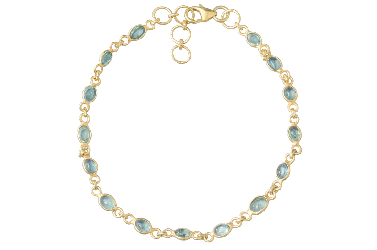 Green Tourmaline Link Chain Bracelet