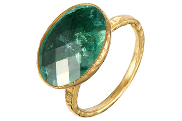 Green Tourmaline Oval Fine Gold Ring
