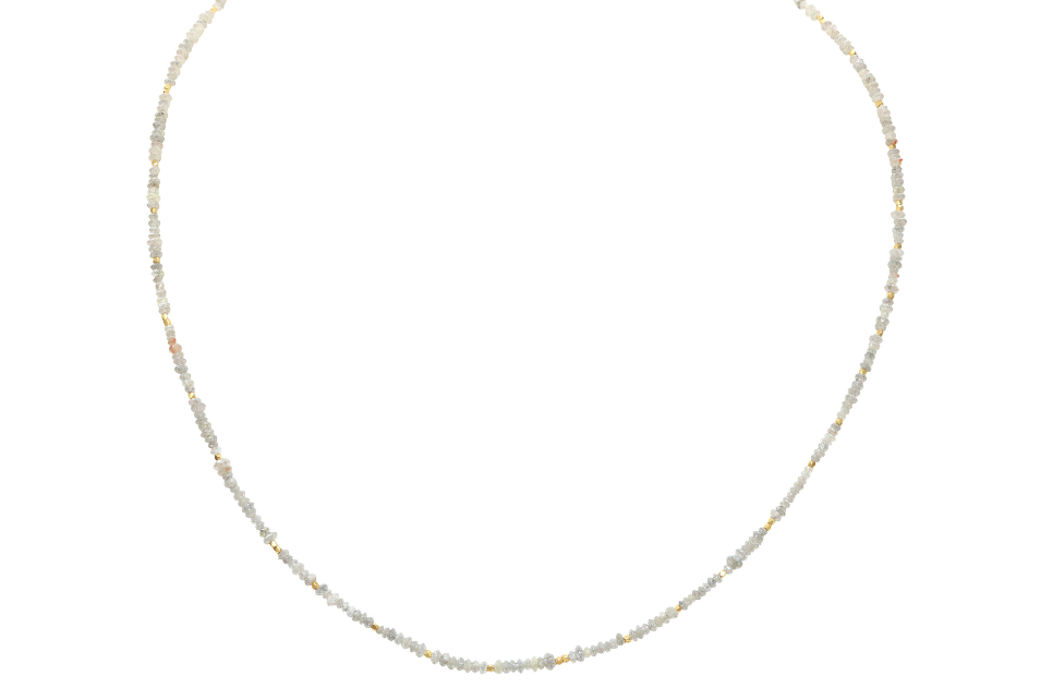 Grey Diamond & Fine Gold Bead Necklace