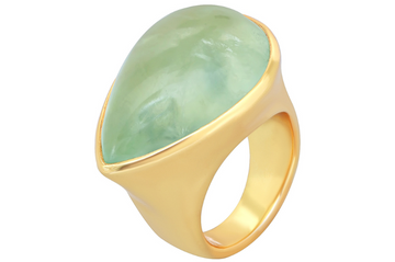 Prehnite Pebble Pear Shaped Ring