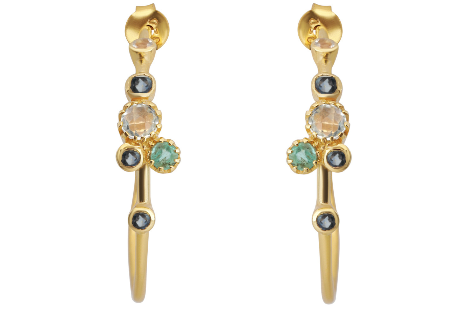 Harlequin Multicoloured Gemstone Hoop Earrings