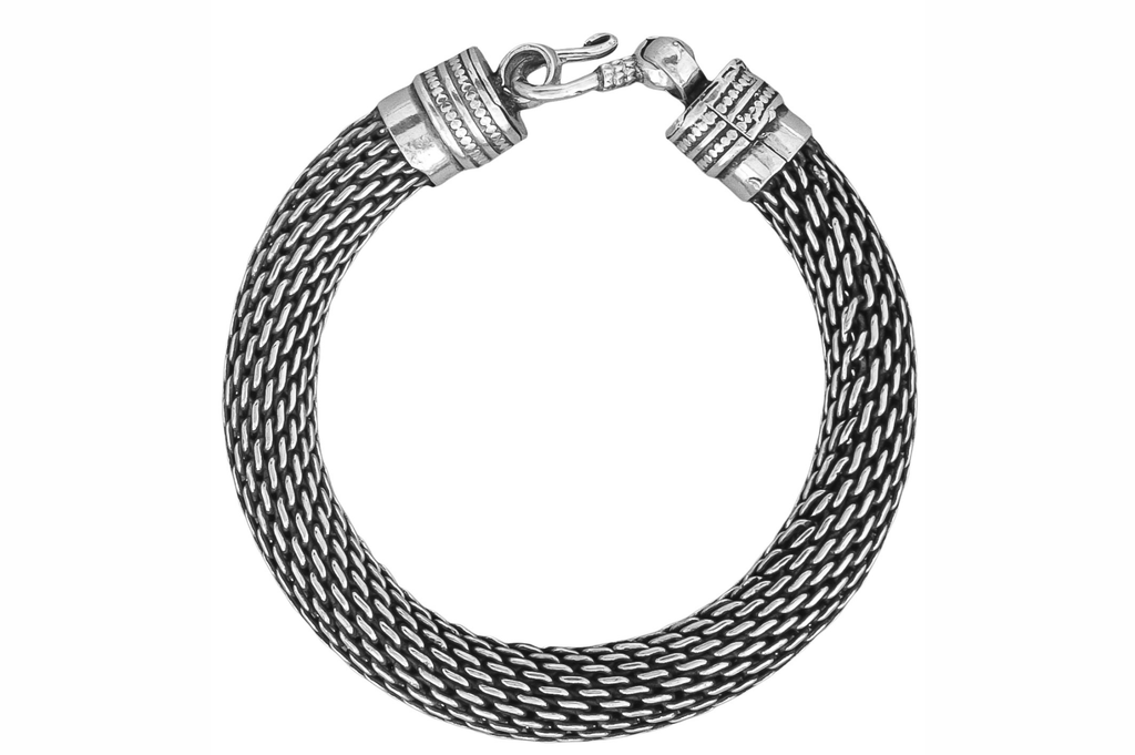 Sterling Silver Round Heavy Mesh Chain Bracelet