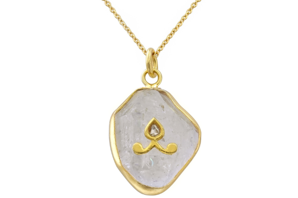 Jadau Herkimer Diamond & Diamond Pendant Necklace