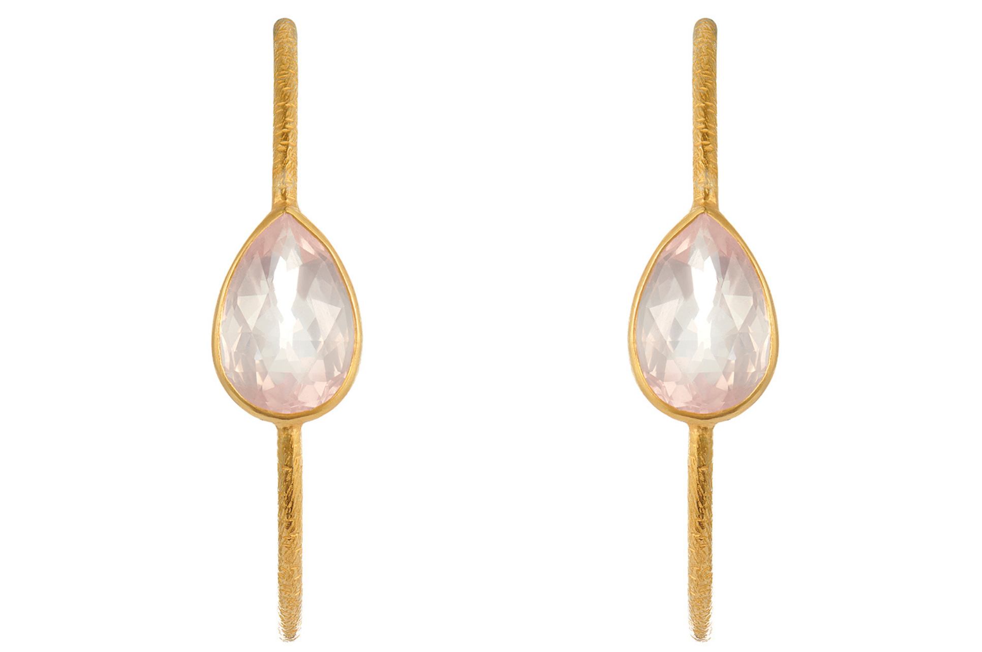 Gold & Rose Quartz Set Hoop Earrings