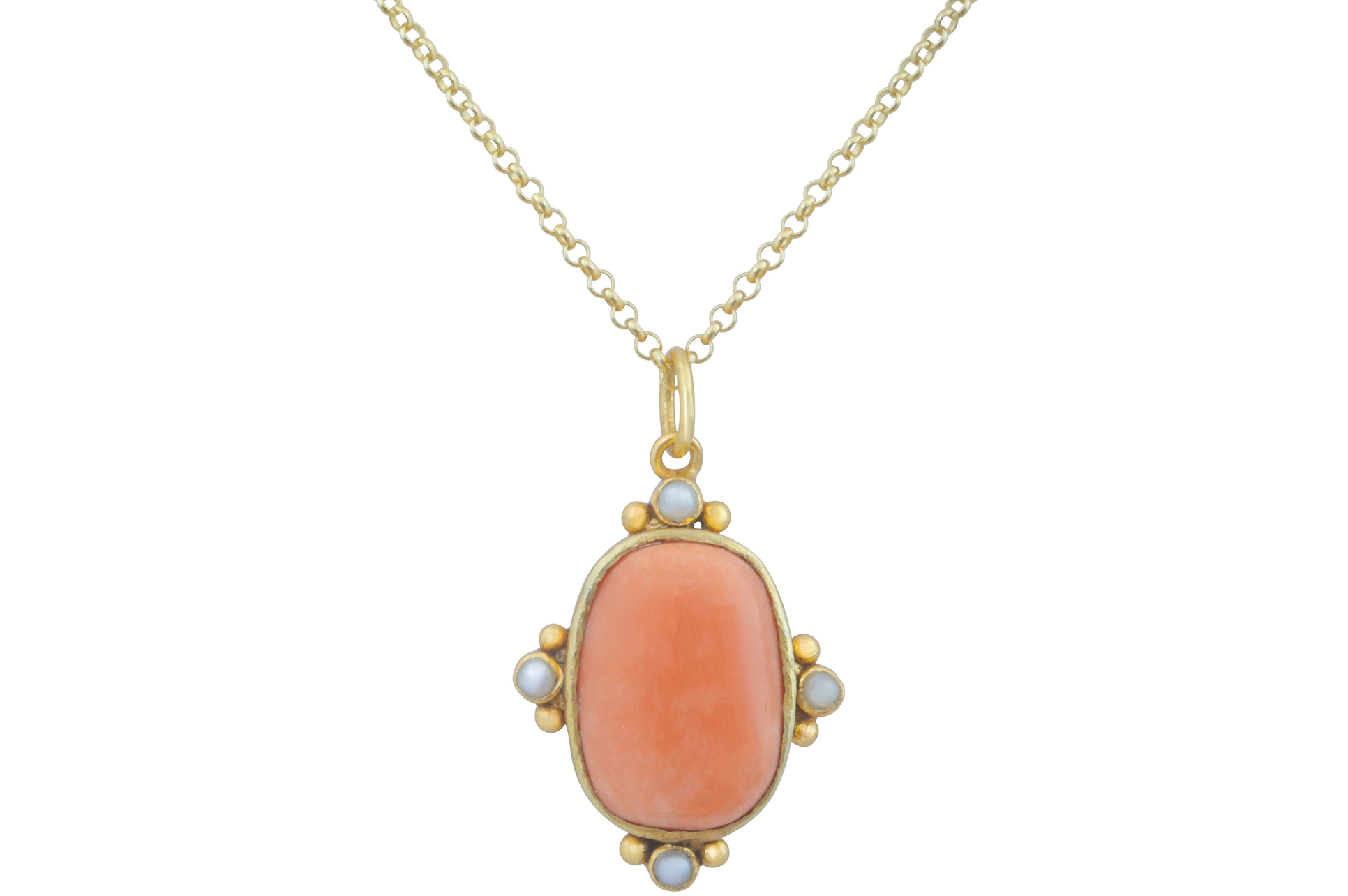Hyderabad Coral & Pearl Pendant Necklace