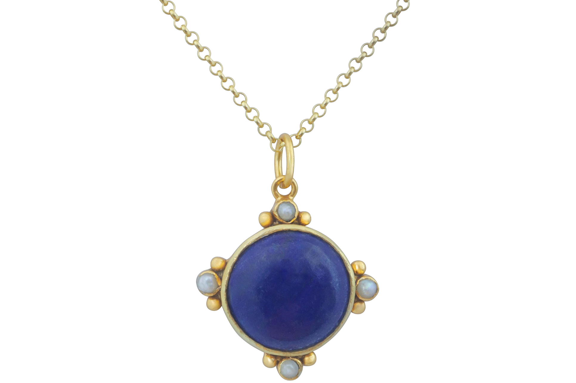 Hyderabad Lapis & Pearl Pendant Necklace