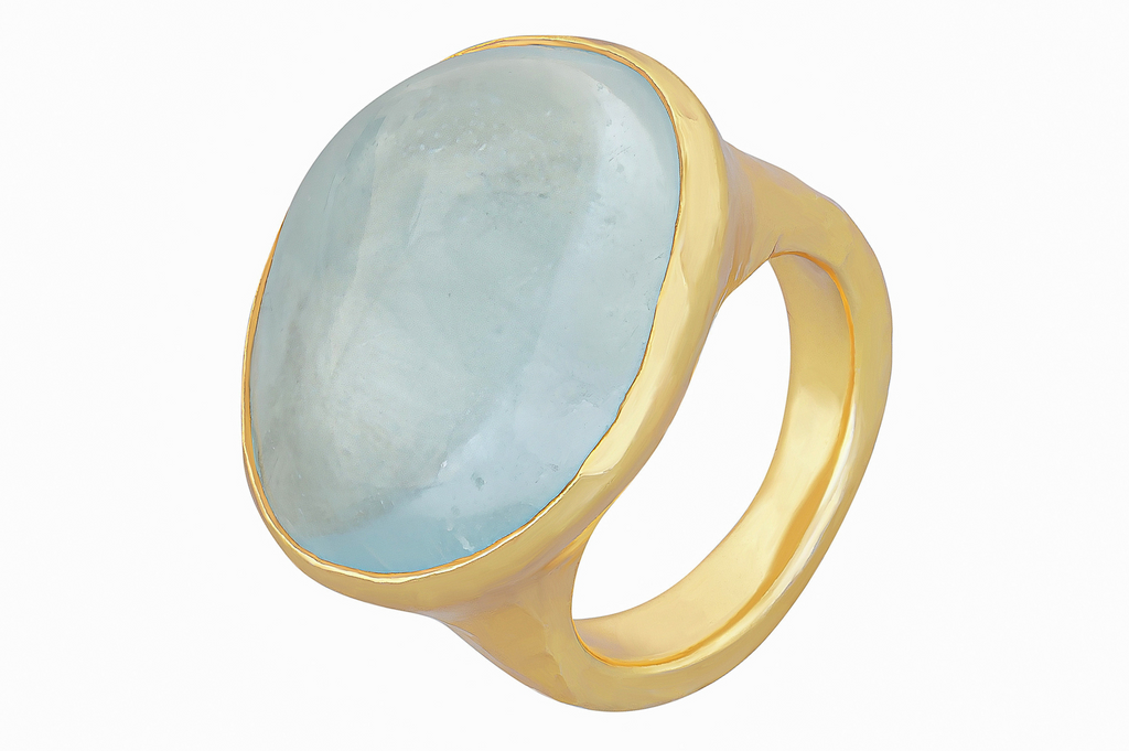 India Cabochon Aquamarine Ring