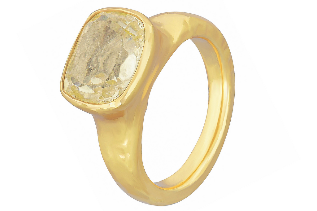 India Cushion Cut Lemon Quartz Ring