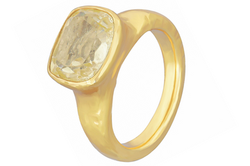 India Cushion Cut Lemon Quartz Ring
