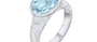 India Aquamarine Oval Silver Ring
