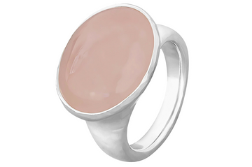 India Rose Quartz Oval Silver Ring