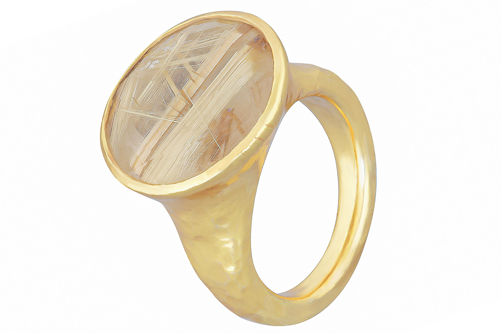 India Round Rutile Quartz Gemstone Ring