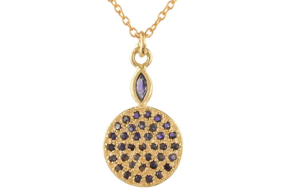 Iolite Disc Pendant Necklace