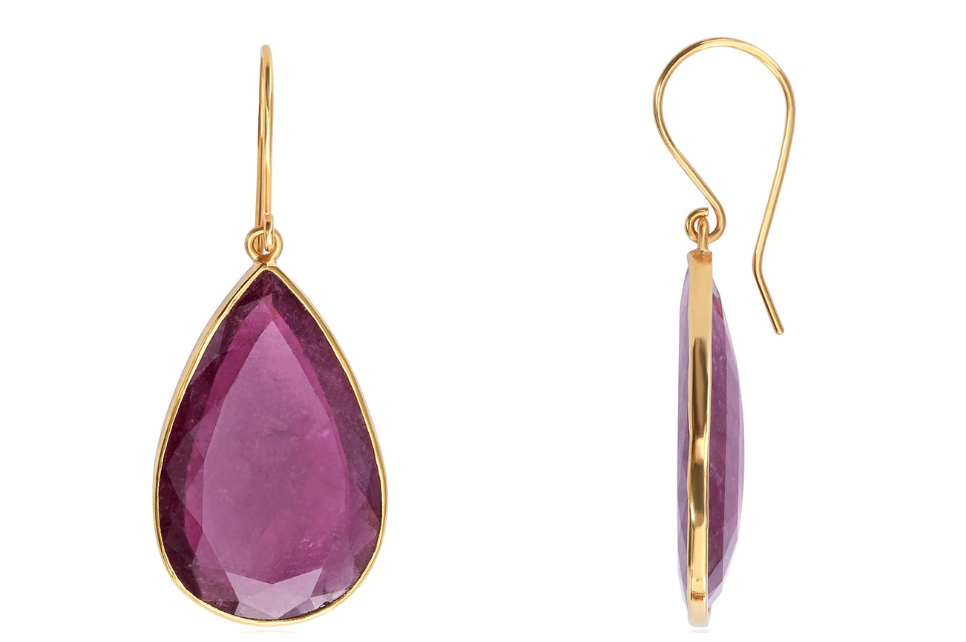 Ipanema Fine Gold & Pink Tourmaline Pear Shape Earrings