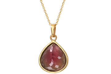 Ipanema Fine Gold & Pink Tourmaline Pear Shape Pendant Necklace