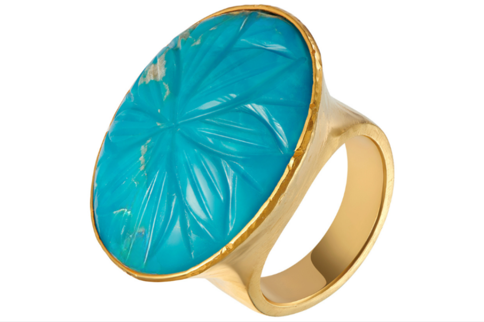 Carved Iranian Turquoise Ring