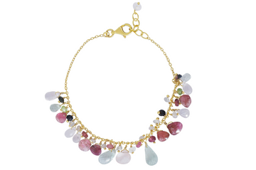 Iris Rose Quartz, Green Amethyst & Tourmaline Beaded Bracelet