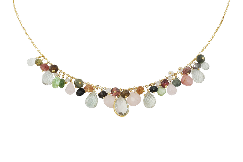 Iris Tourmaline & Green Amethyst Pendant Necklace